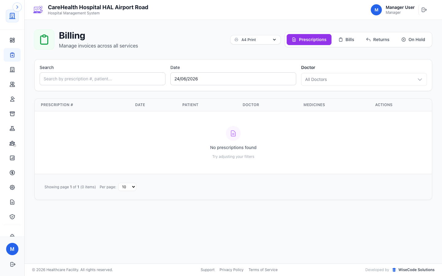 CareDesk Billing Screenshot